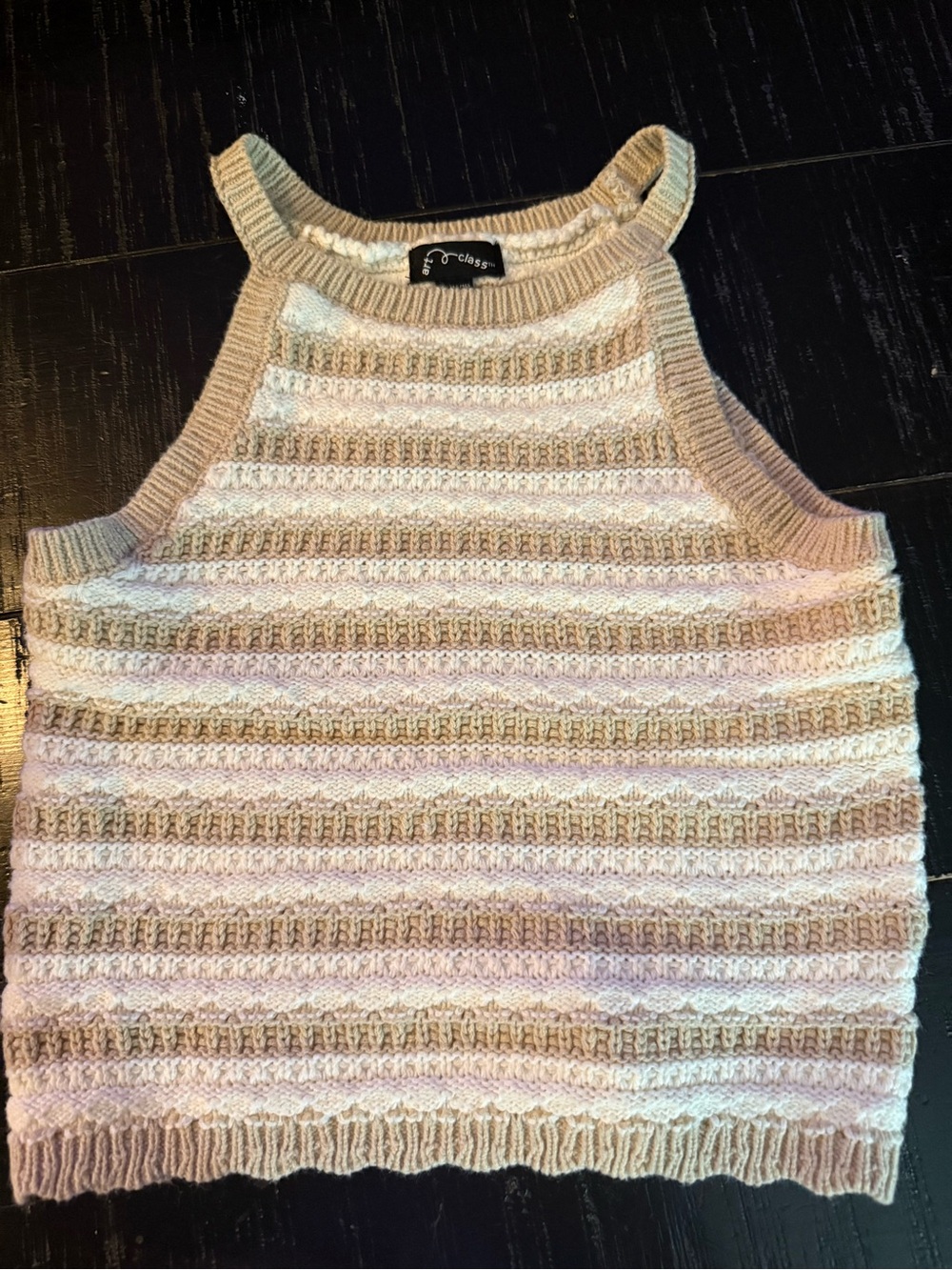 Striped Knit Halter Crop Top by art class - Beige & Cream size 14/16